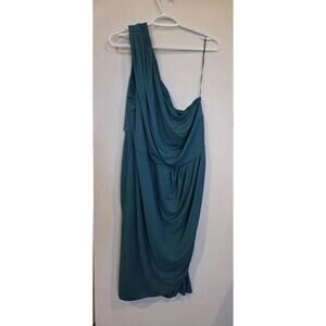 ASOS Curve One Shoulder Draped Teal Cocktail Dress Size 22 – Elegant Evening